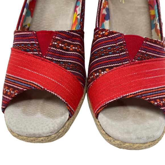 Toms Lina Aztec Print Peep Toe Espradille Wedges Women’s Size 6.5 - Picture 7 of 9
